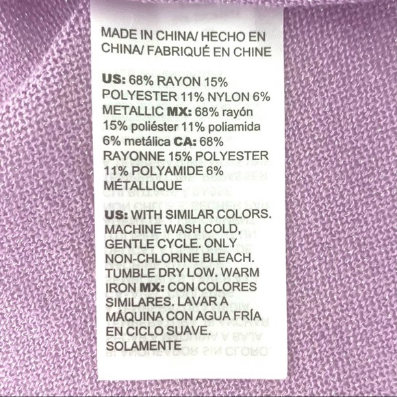 Chico’s Lilac Pastel Metallic 3/4 Sleeve Cardigan Sweater - Picture 9 of 11